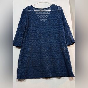 Blue Patterned Women's Cover Up Top